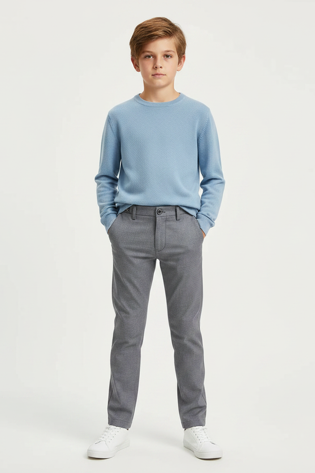 Pantalon Gris Slim Carreaux Enfant Classique - Polyester