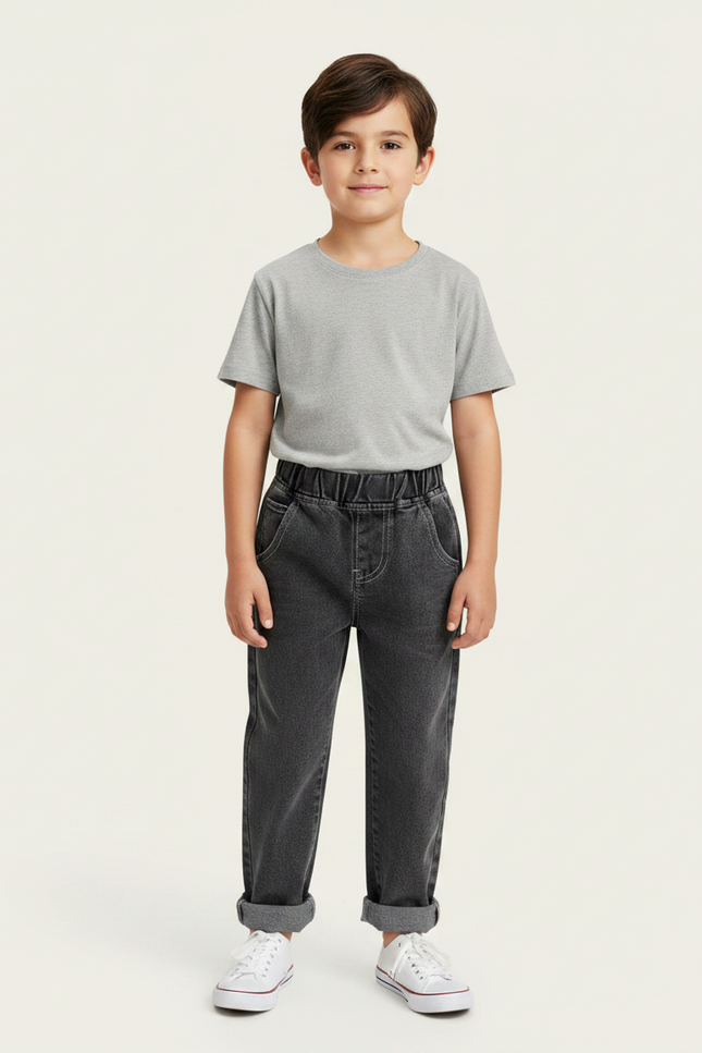 Pantalon Gris Enfant Jeans Ample Décontracté