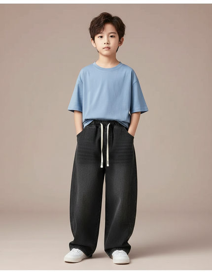 Pantalon Gris Denim Large Décontracté Garçon - Jean