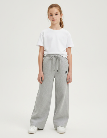 Pantalon Gris Enfant Molleton Ample Décontracté Confortable