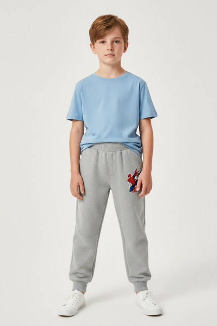 Pantalon Gris Enfant Molletonné Spiderman Sport