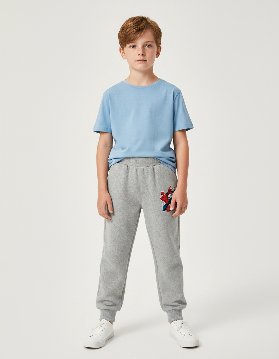 Pantalon Gris Enfant Molletonné Spiderman Sport