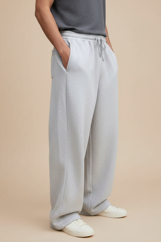 Pantalon Large Gris Clair - Molleton