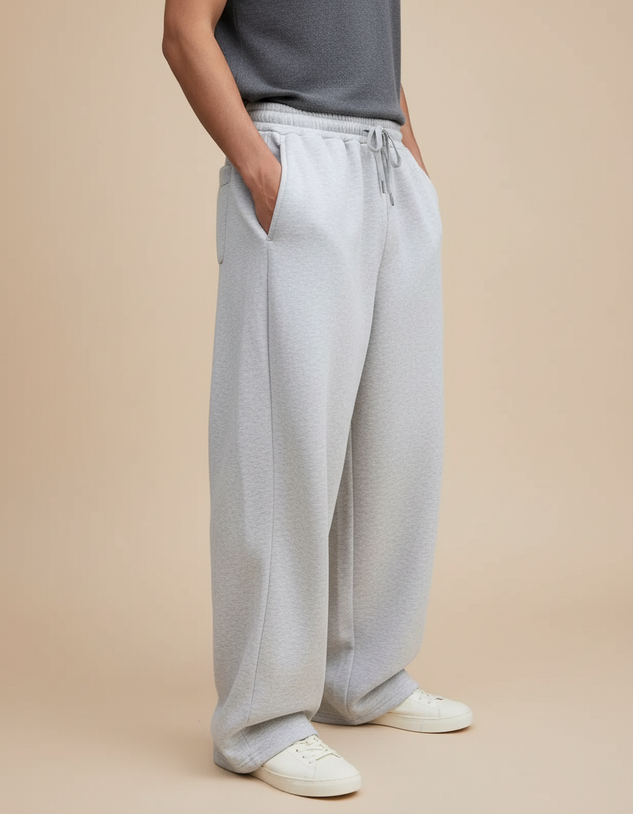 Pantalon Large Gris Clair - Molleton