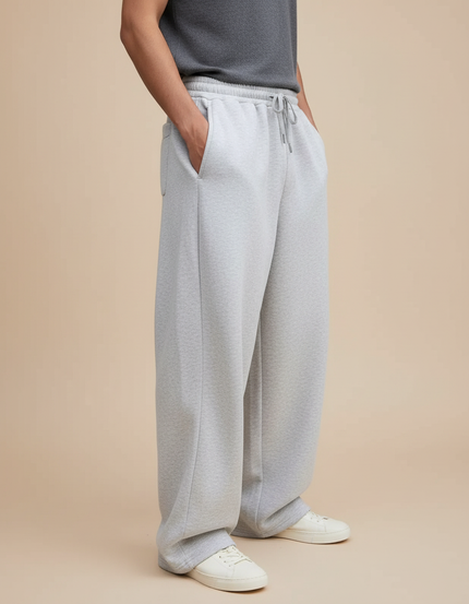 Pantalon Large Gris Clair - Molleton