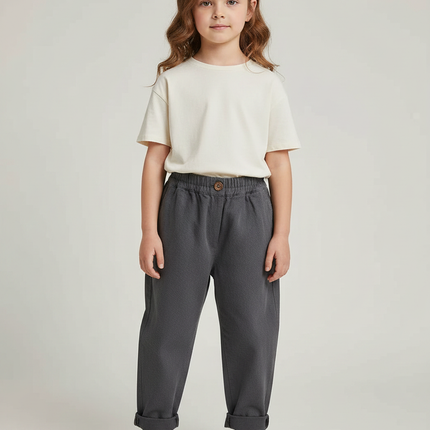 Pantalon Gris Harem Ample Décontracté Enfant Coton - Molleton