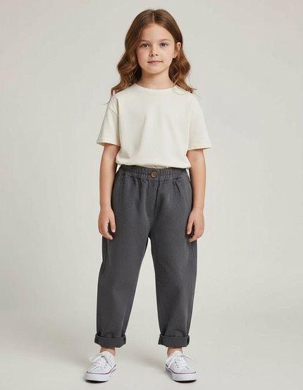 Pantalon Gris Harem Ample Décontracté Enfant Coton - Molleton