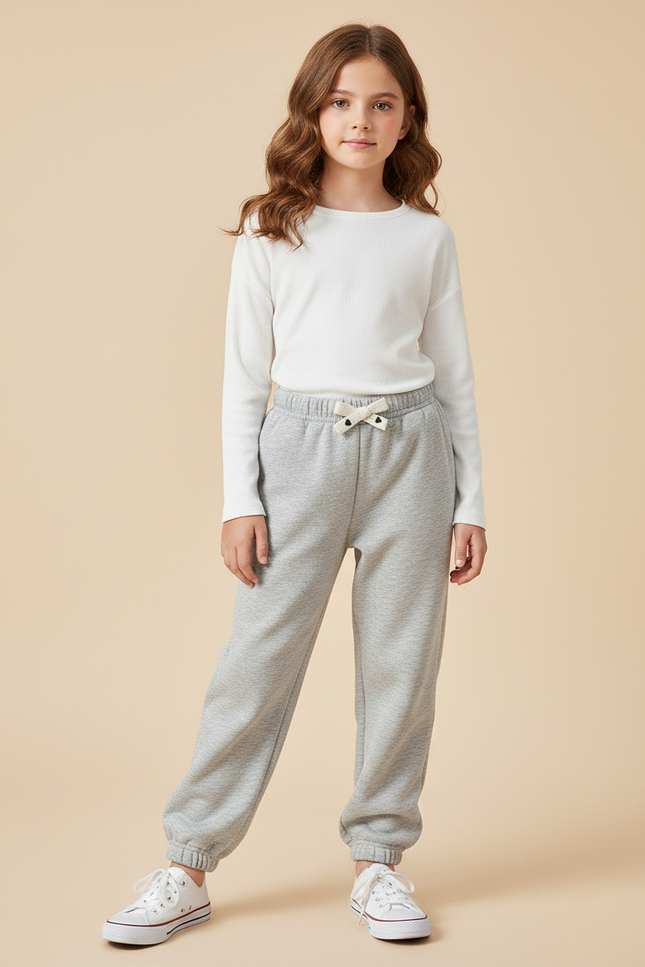 Pantalon Gris Confortable Molletonné Décontracté Enfant Sport
