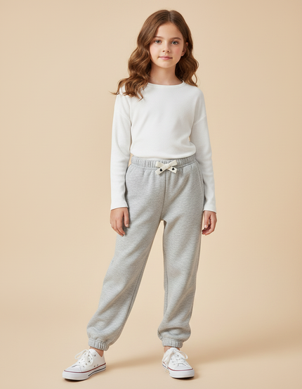 Pantalon Gris Confortable Molletonné Décontracté Enfant Sport