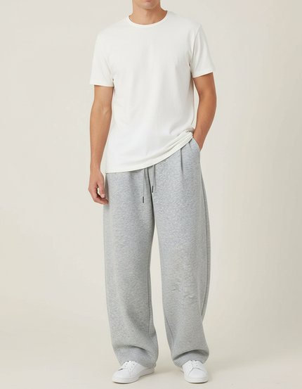 Pantalon Gris Ample Molletonné Sport Décontracté Homme