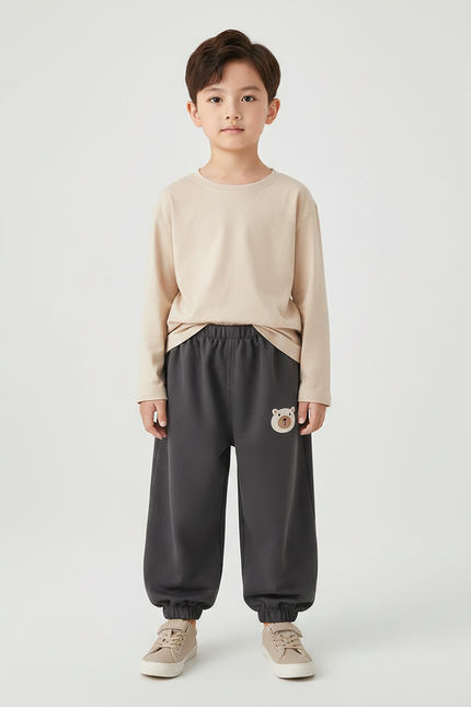 Pantalon Gris Ample Enfant Sport Ours - Molleton