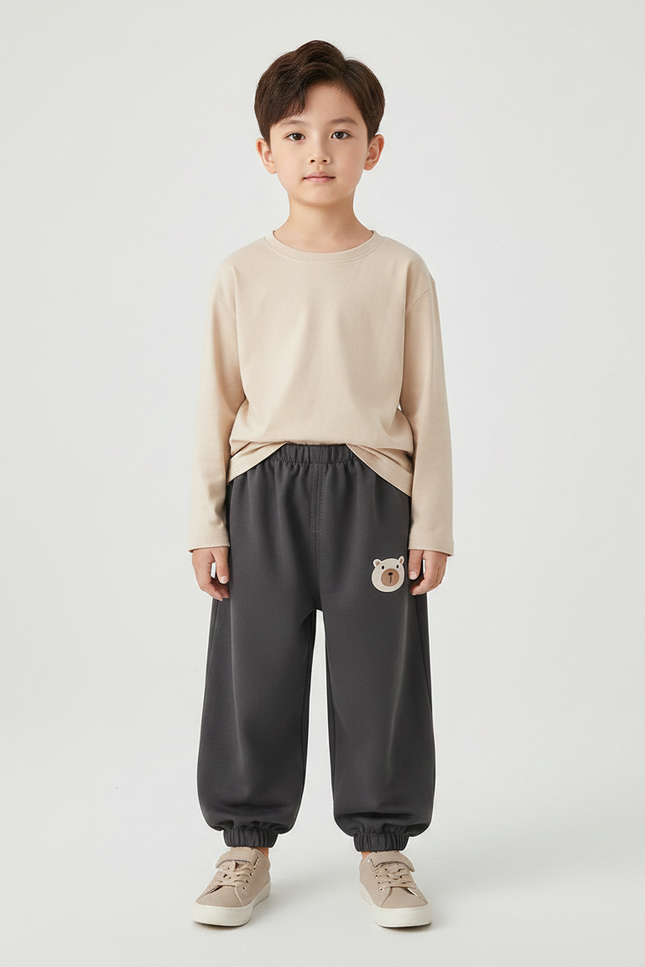 Pantalon Gris Ample Enfant Sport Ours - Molleton