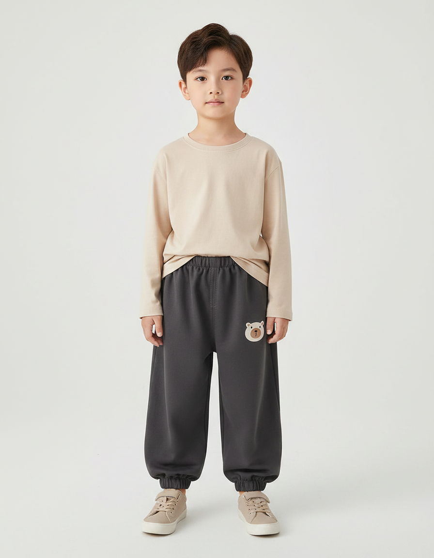 Pantalon Gris Ample Enfant Sport Ours - Molleton