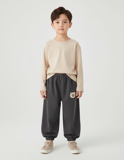 Pantalon Gris Ample Enfant Sport Ours - Molleton
