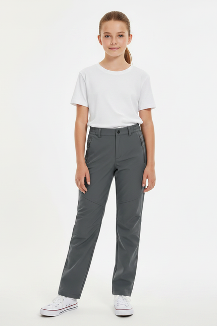 Pantalon Gris Sport Enfant Imperméable Randonnée Doublé - Polyester