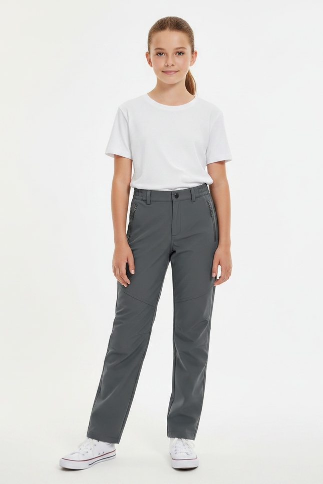Pantalon Gris Sport Enfant Imperméable Randonnée Doublé - Polyester