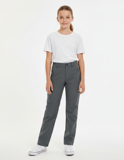 Pantalon Gris Sport Enfant Imperméable Randonnée Doublé - Polyester