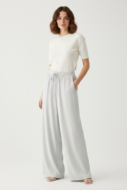 Pantalon Lin Femme Gris