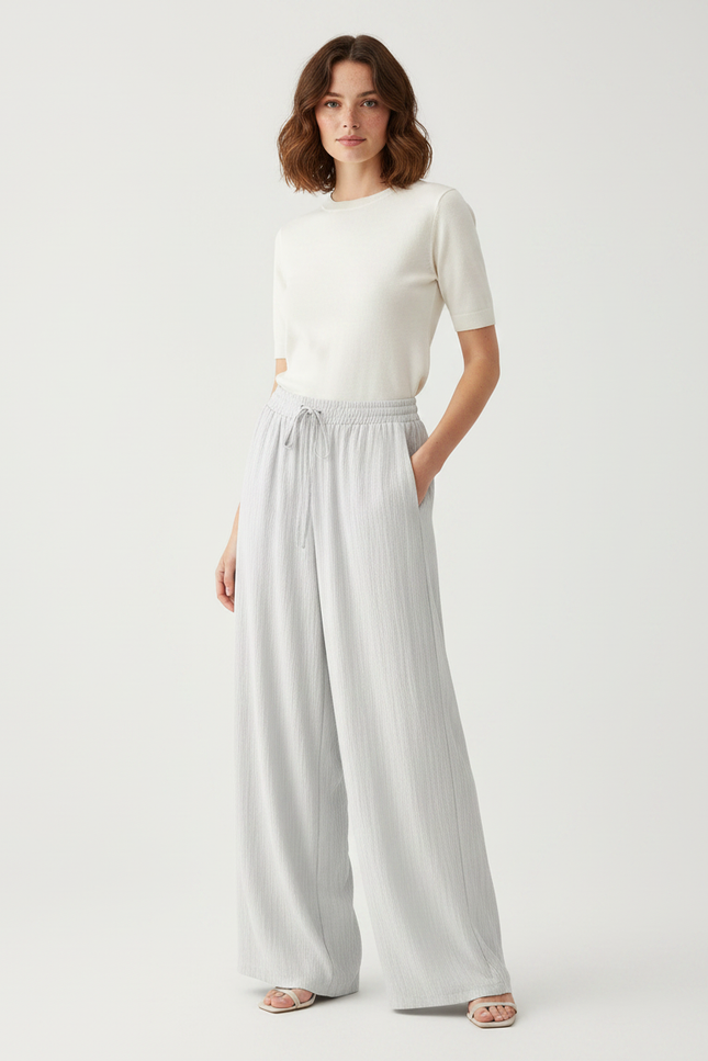Pantalon Lin Femme Gris