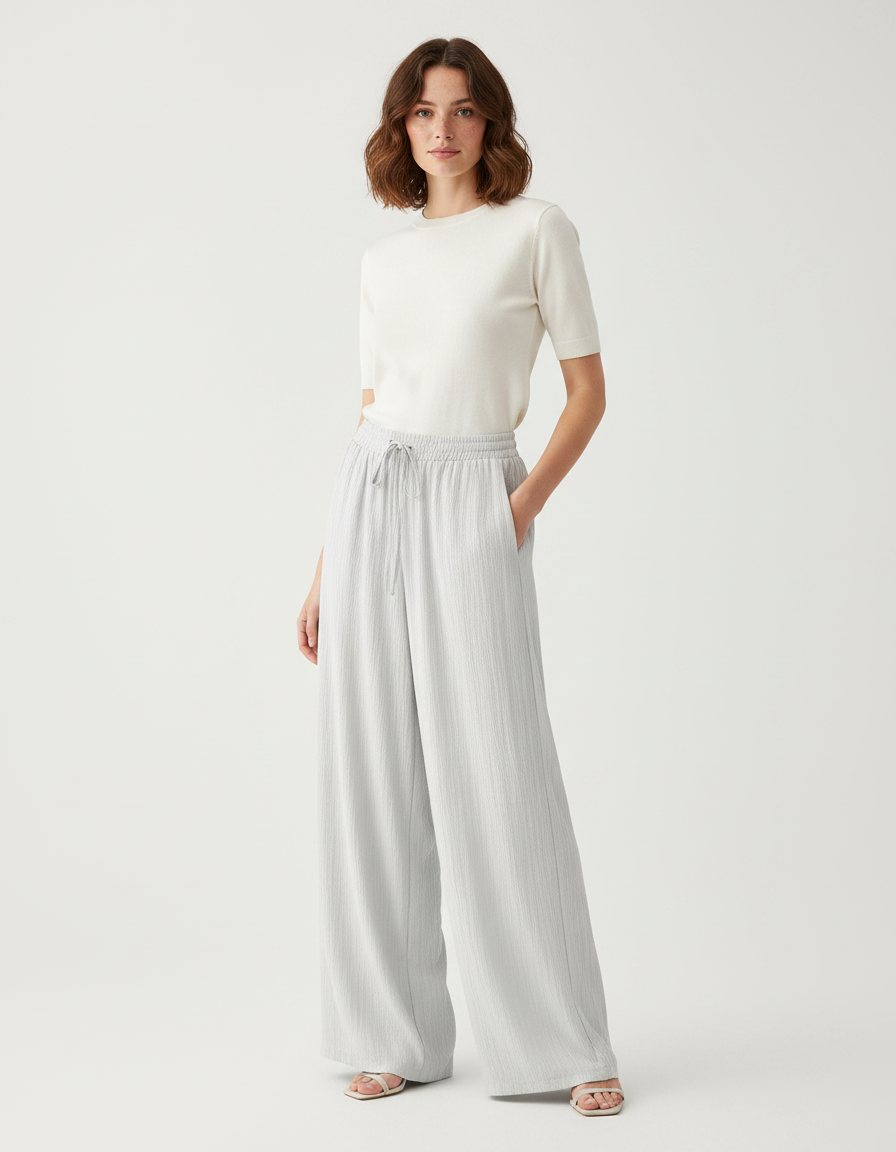 Pantalon Lin Femme Gris