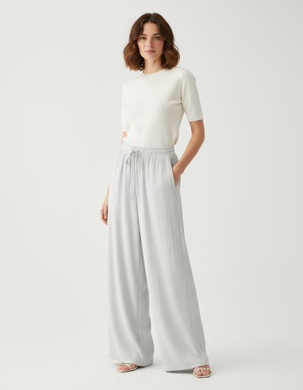 Pantalon Lin Femme Gris