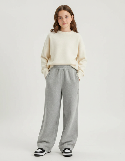 Pantalon Gris Large Sport Décontracté Coton Enfant - Molleton