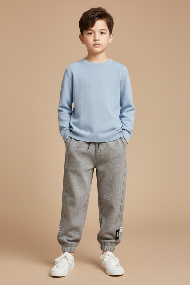 Pantalon Gris Sport Molletonné Enfant Cordon