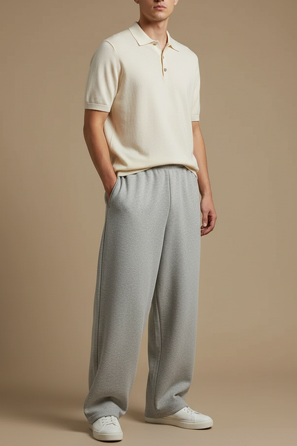 Pantalon Gris Ample Décontracté Molleton Homme