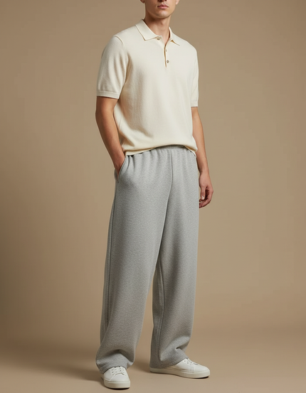 Pantalon Gris Ample Décontracté Molleton Homme
