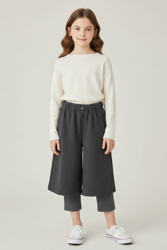 Pantalon Gris Ample Chaud Enfant Hiver Molletonné