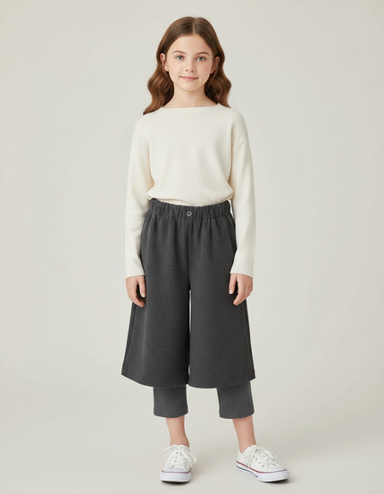 Pantalon Gris Ample Chaud Enfant Hiver Molletonné