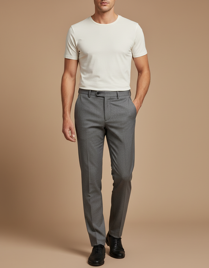 Pantalon Gris Élégant Coupe Slim Homme - Laine