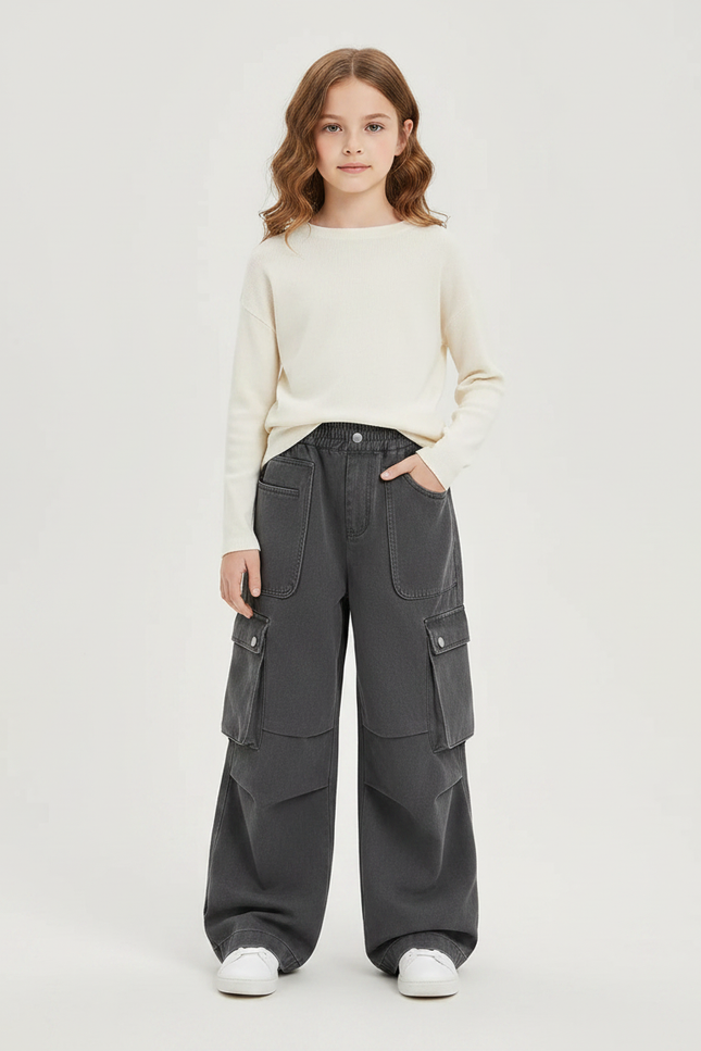 Pantalon Gris Cargo Ample Enfant Décontracté - Jean