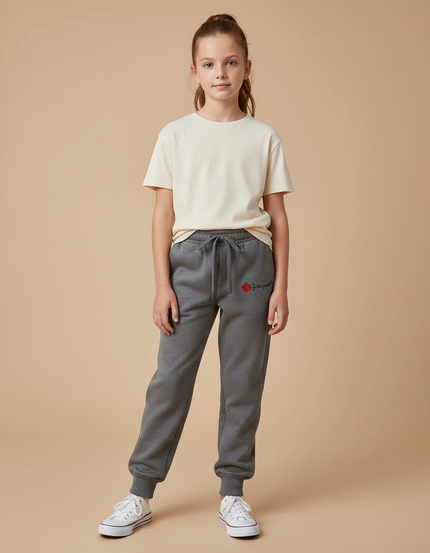 Pantalon Gris Molletonné Confortable Décontracté Fille