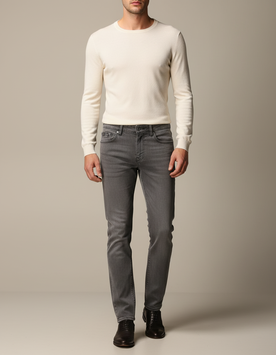Pantalon Gris Homme Slim Décontracté Denim - Jean