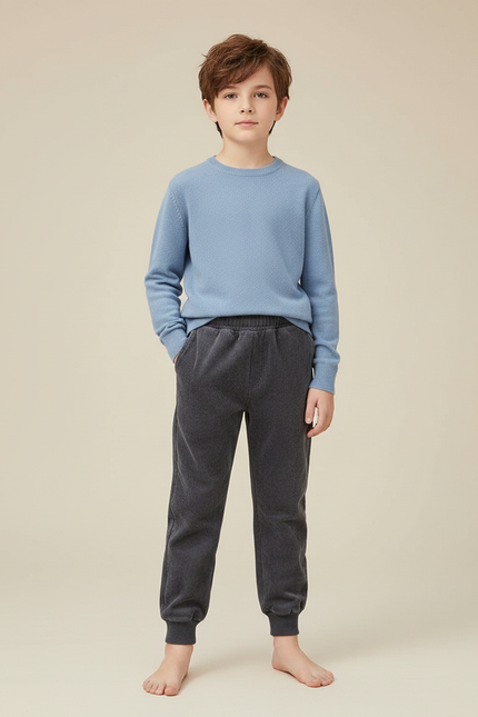 Pantalon Gris Côtelé Confortable Décontracté Garçon - Cordé