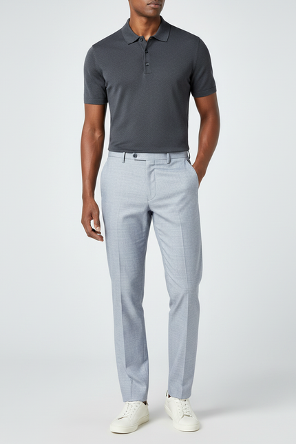 Pantalon Gris Clair Droit Habillé Formel Élégant Homme - Polyester