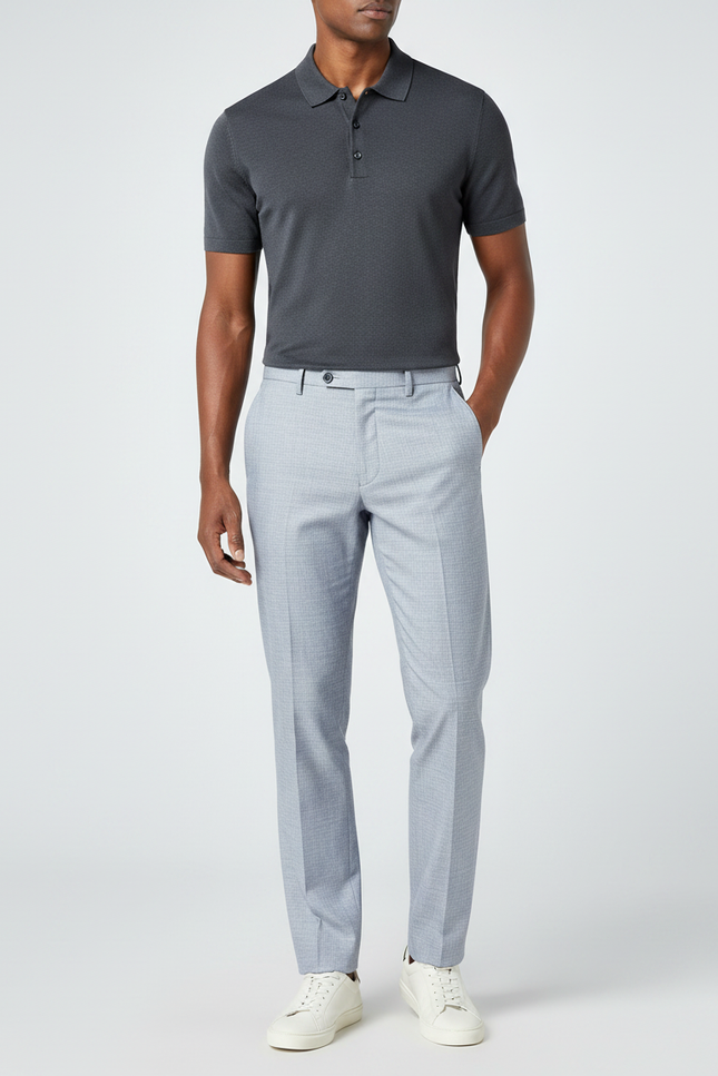 Pantalon Gris Clair Droit Habillé Formel Élégant Homme - Polyester