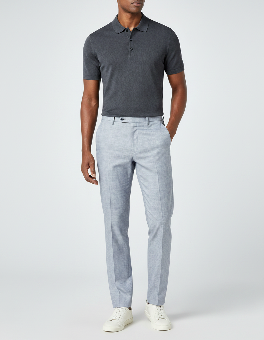 Pantalon Gris Clair Droit Habillé Formel Élégant Homme - Polyester