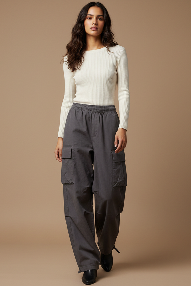 Pantalon Cargo Militaire Femme Gris - Toile