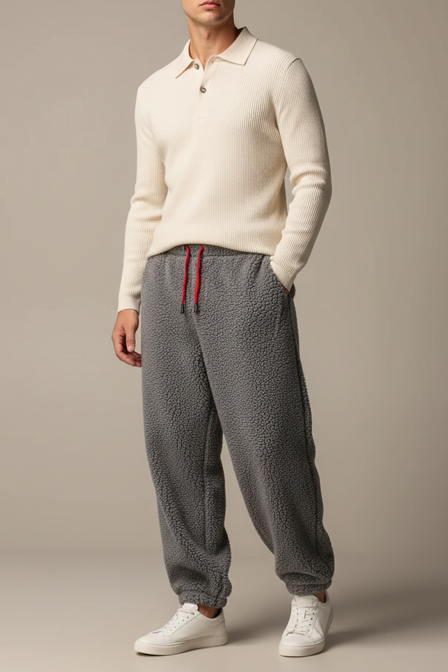 Pantalon Gris Molletonné Confortable Jogger Homme