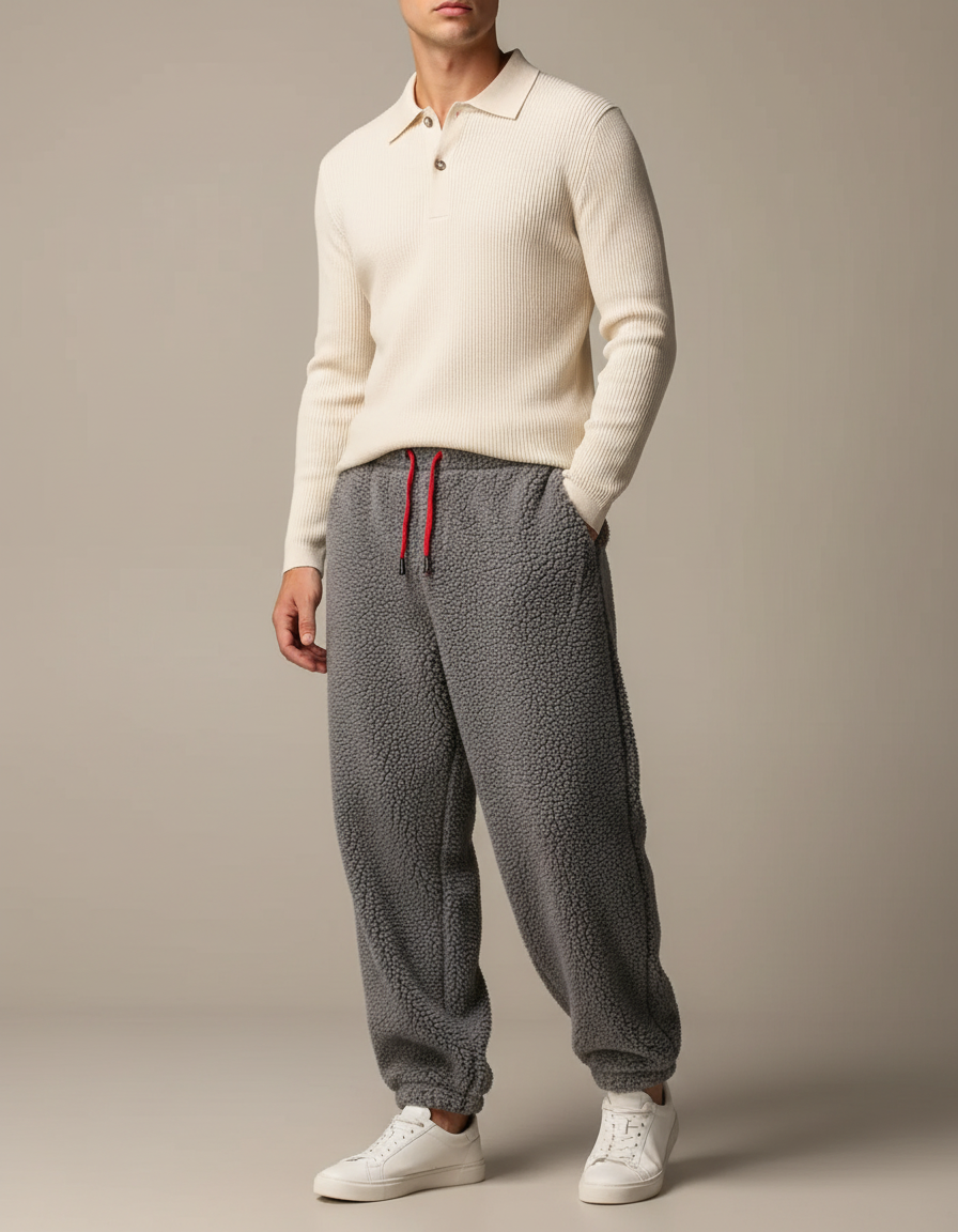Pantalon Gris Molletonné Confortable Jogger Homme