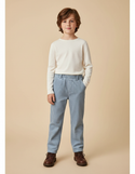 Pantalon Gris Côtelé Enfant Décontracté Droit - Bleu Cordé
