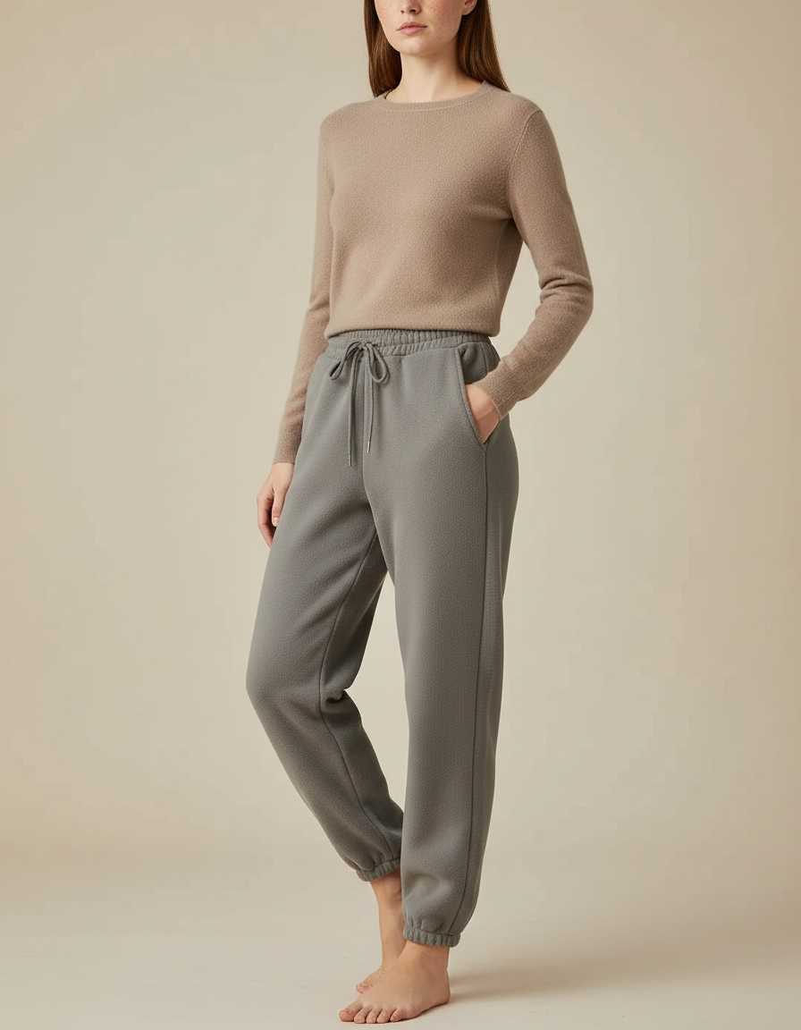 Pantalon Gris Polaire Épais Décontracté Cordon - Molleton