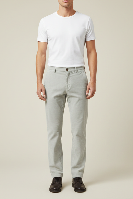 Pantalon Gris Côtelé Slim Décontracté Homme Élégant - Cordé