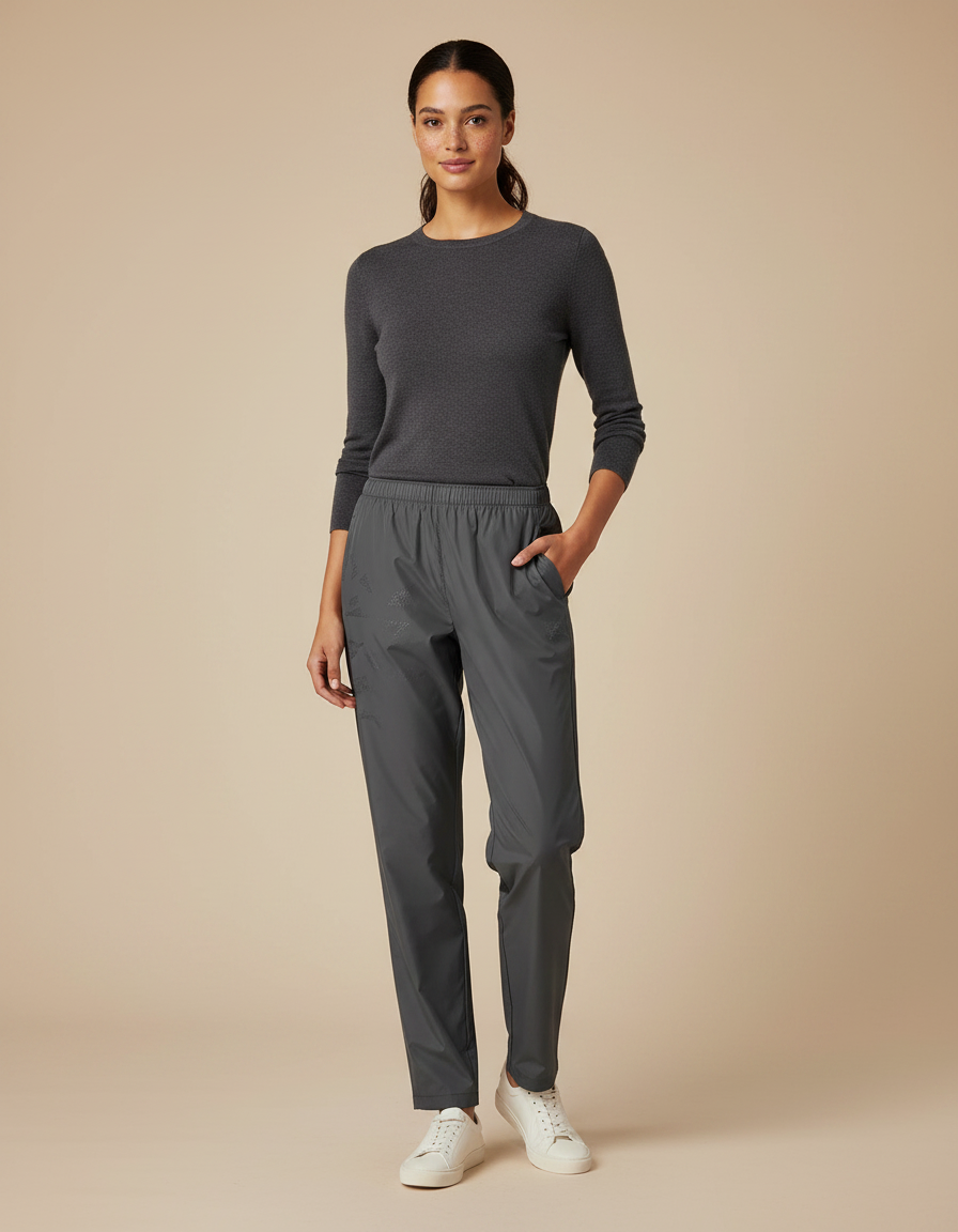 Pantalon Gris Sport Décontracté Fluide Léger Femme - Polyester