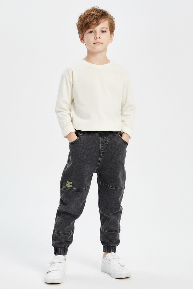 Pantalon Gris Cargo Jogger Garçon Stretch Denim - Jean