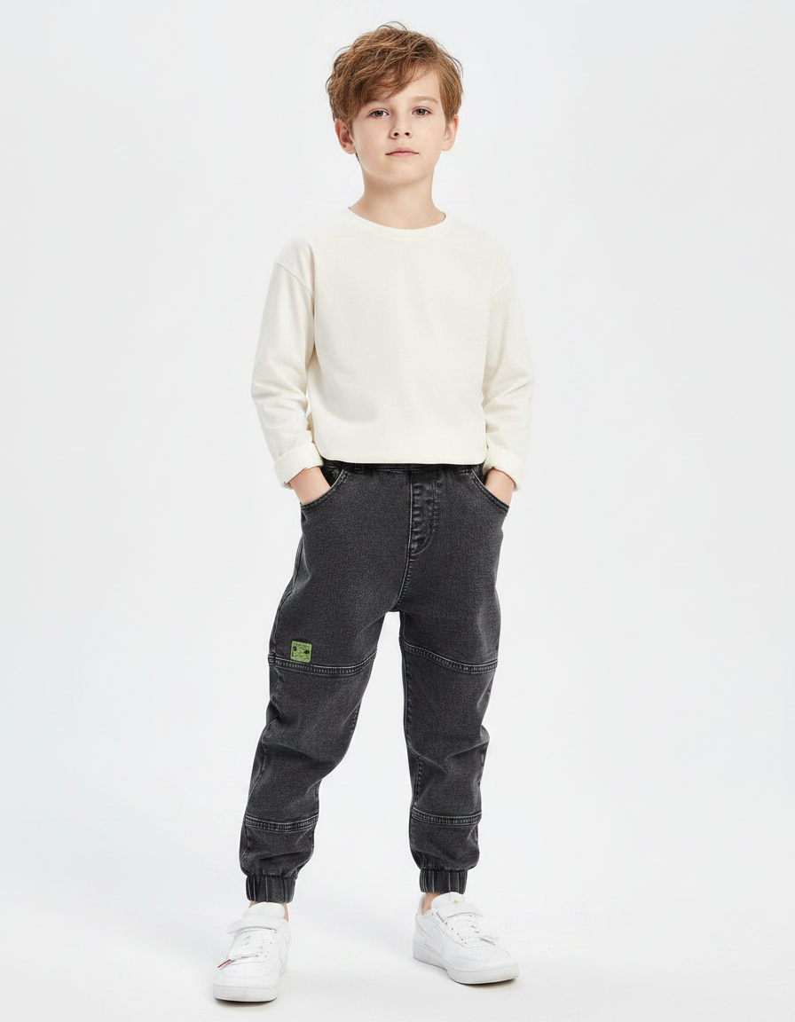 Pantalon Gris Cargo Jogger Garçon Stretch Denim - Jean