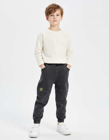 Pantalon Gris Cargo Jogger Garçon Stretch Denim - Jean