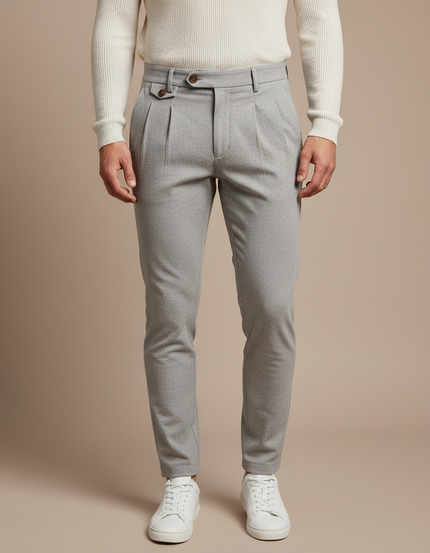 Pantalon Gris Plissé Slim Habillé Texturé Homme - Polyester